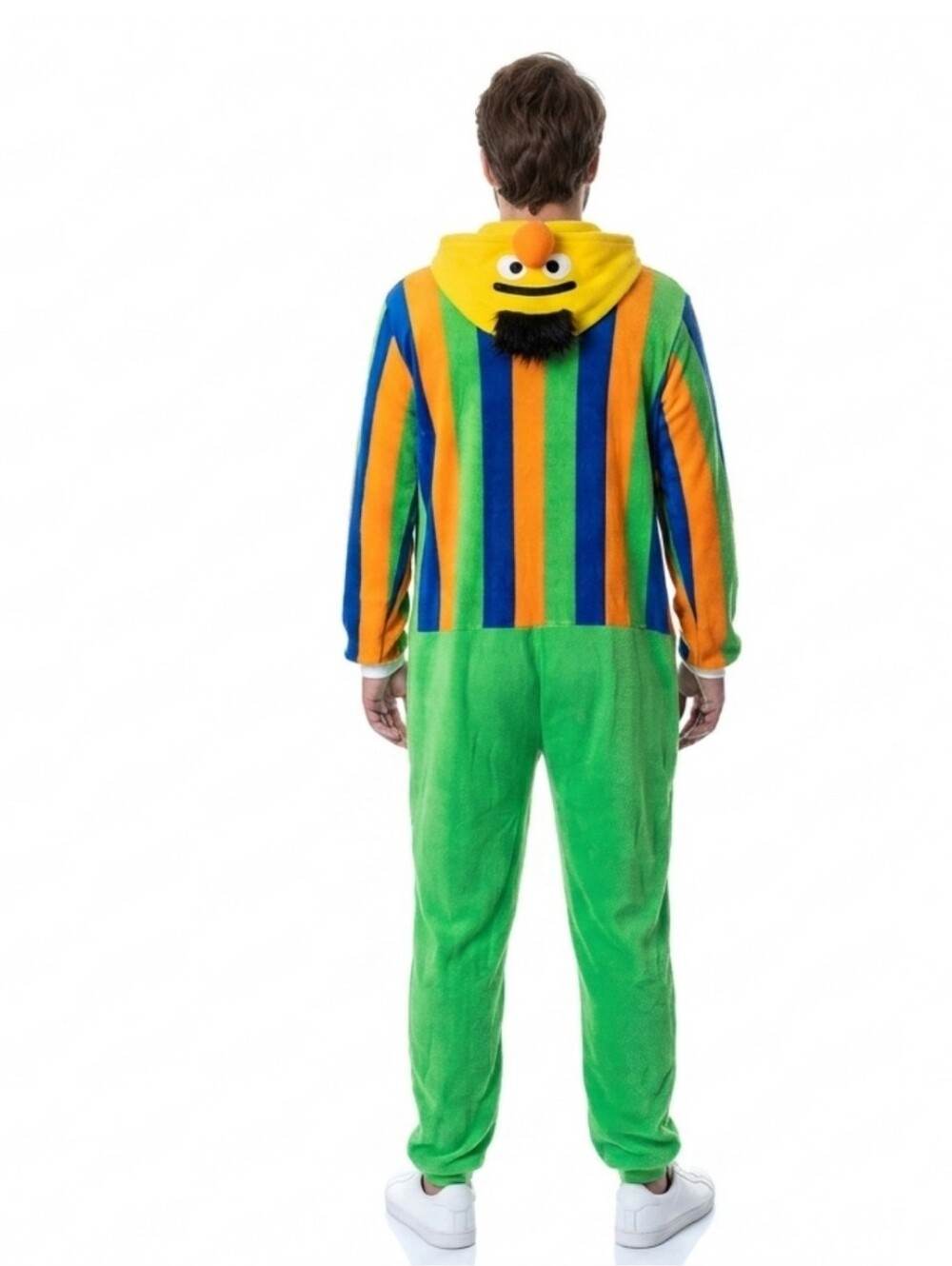 Sesame Street Men’s Green Yellow Purple Orange Striped Bert Onesie Costume M - Picture 2 of 12
